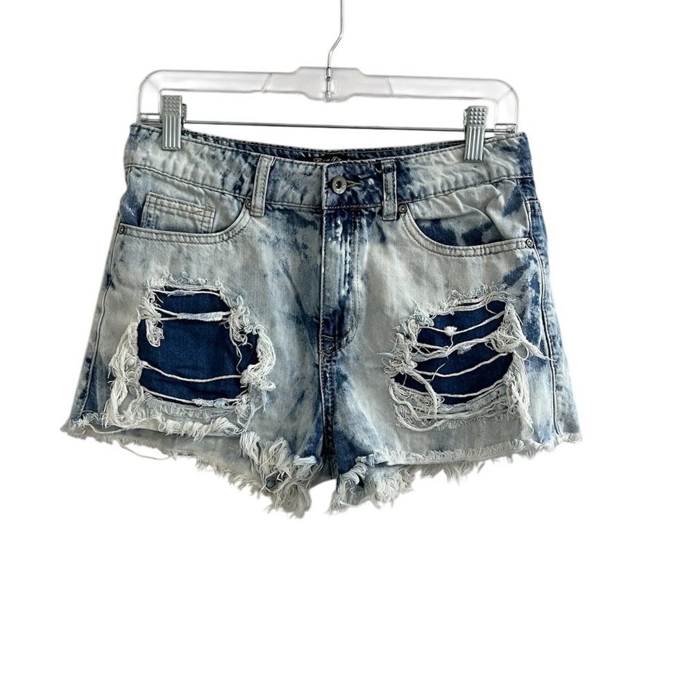 Realty Jeans Size M/38 Blue Ripped Denim Distressed Shorts Grunge Bleached